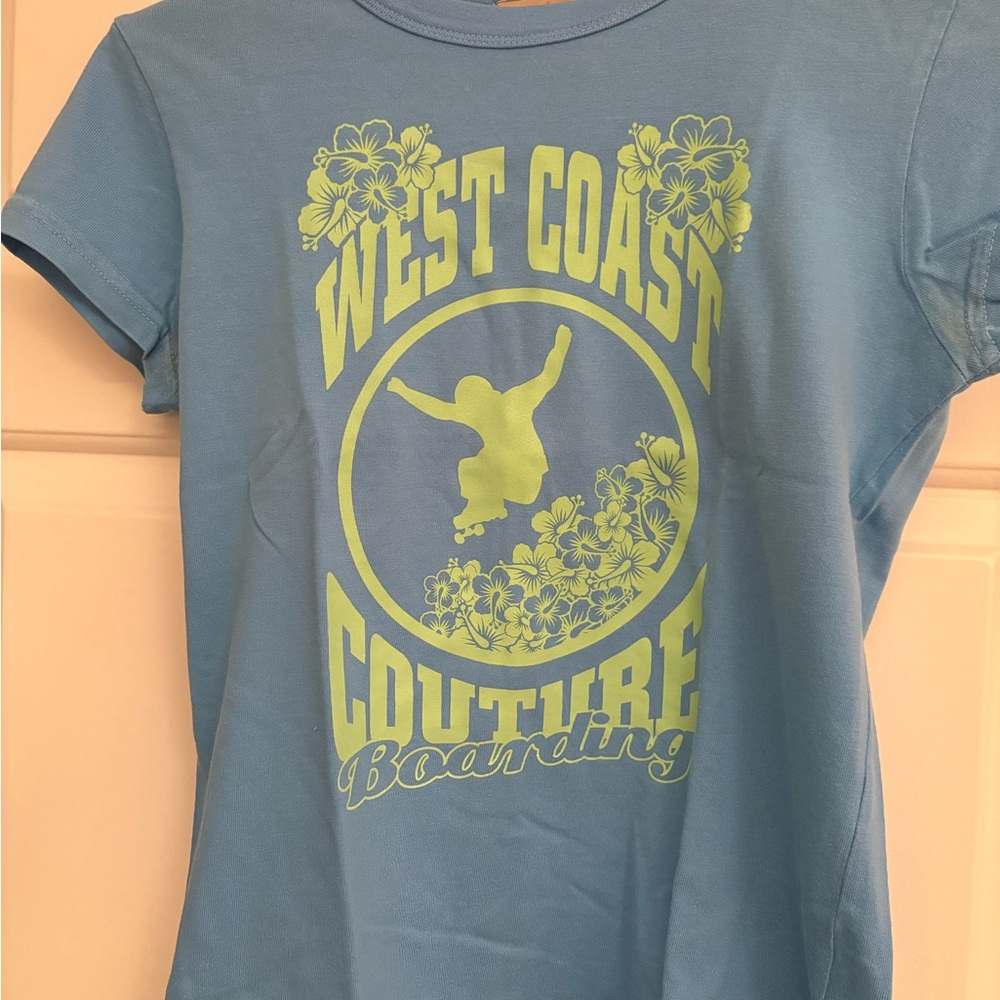 Juicy Couture Blue Tee with Yellow Graphic